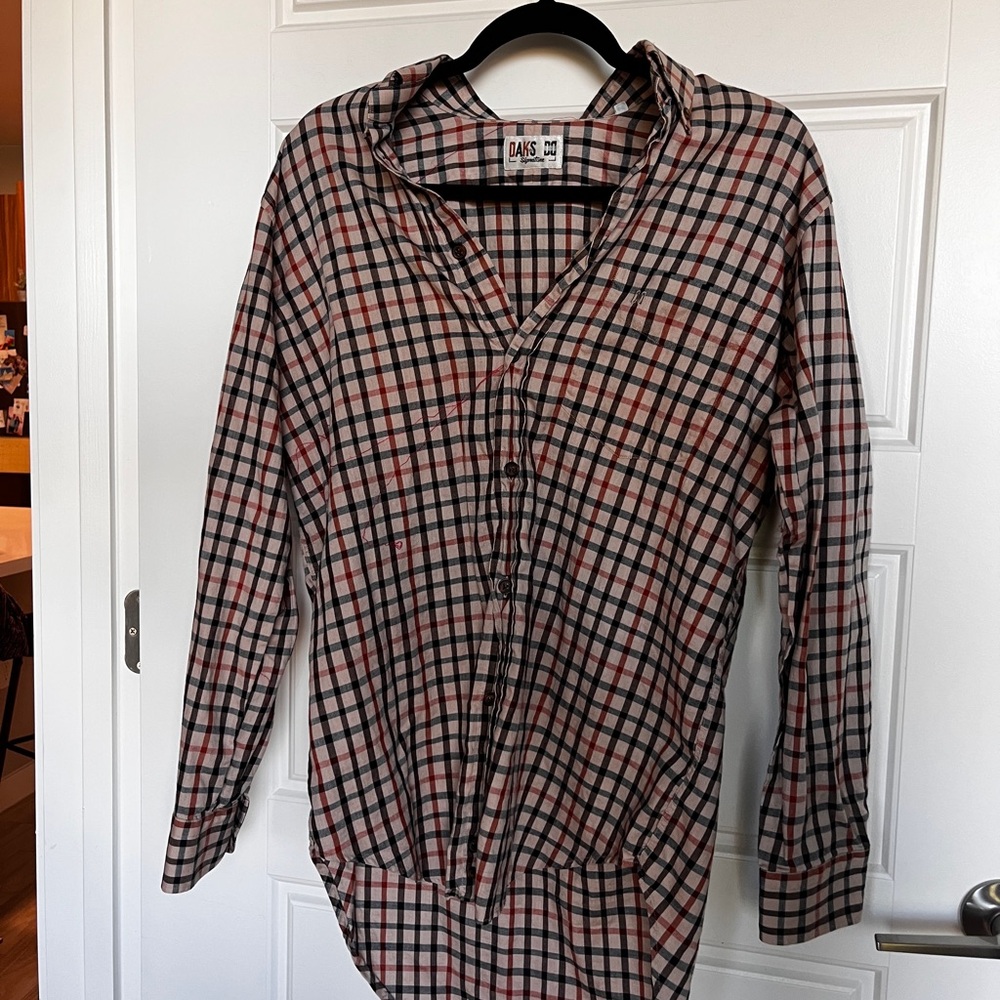 Men's Plaid Button-Up Shirt - Red and Black